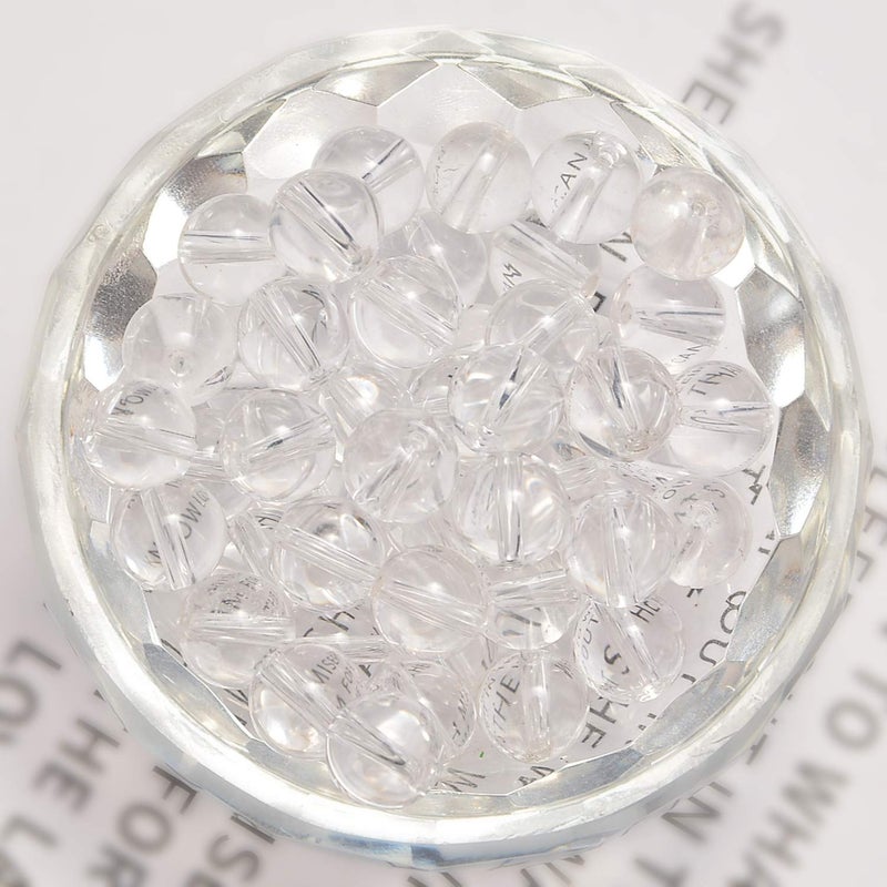 NCB 200PCS 8mm Genuine Clear Quartz Crystals Round Gemstone Beads Jewelry Making Loose Beads (Clear Quartz Crystals, 8mm 200Beads) - Image 2